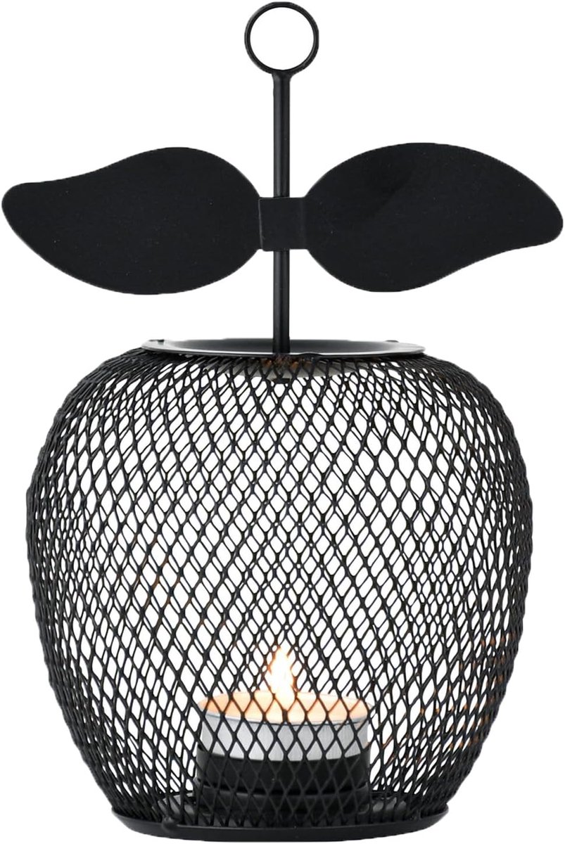 Decoratieve theelichthouder Manzana, zwart, 19 cm