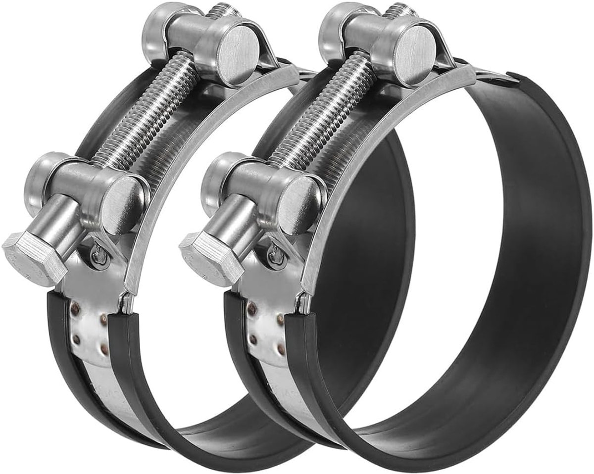 2 STKS T-Bolt Slangklemmen met Rubber Gewatteerd, 80-85mm