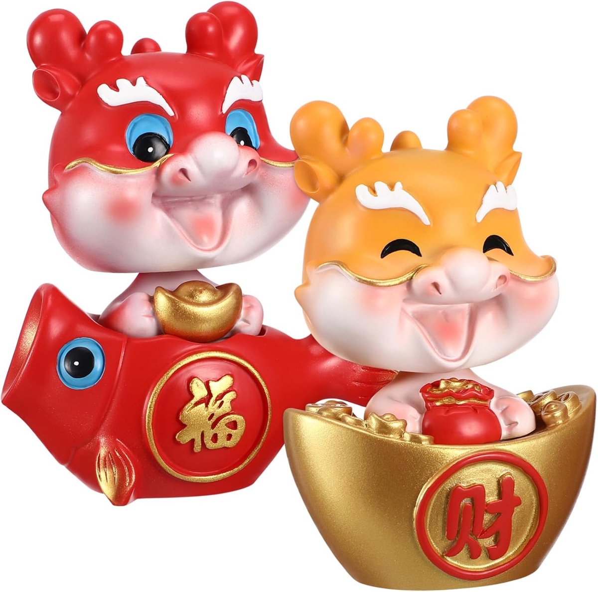 2 Stuks Delige Schattige Draak voor Autodecoratie Resin Dashboard Ornamenten met Symboliek voor Voorspoed Geschikt voor Thuis Kantoor tijdens Feestdagen
