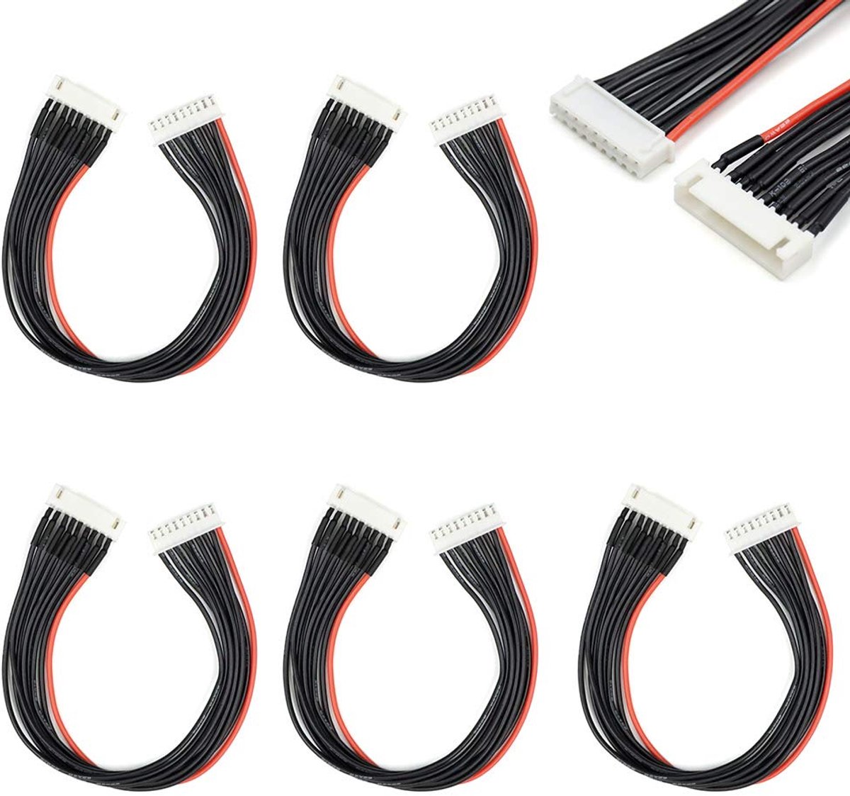 9-pins JST-XH 8S Balansstekker Verlengsnoer Draad 200 mm 5 STUKS voor LiPo Batterij Balans Opladen 22AWG Siliconen (8S)
