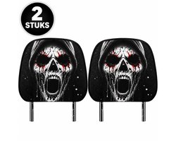Halloween Auto Hoofdsteunhoezen – Horror Schedel – Hoofdsteun Hoes Auto – Halloween Decoratie – 2 stuks