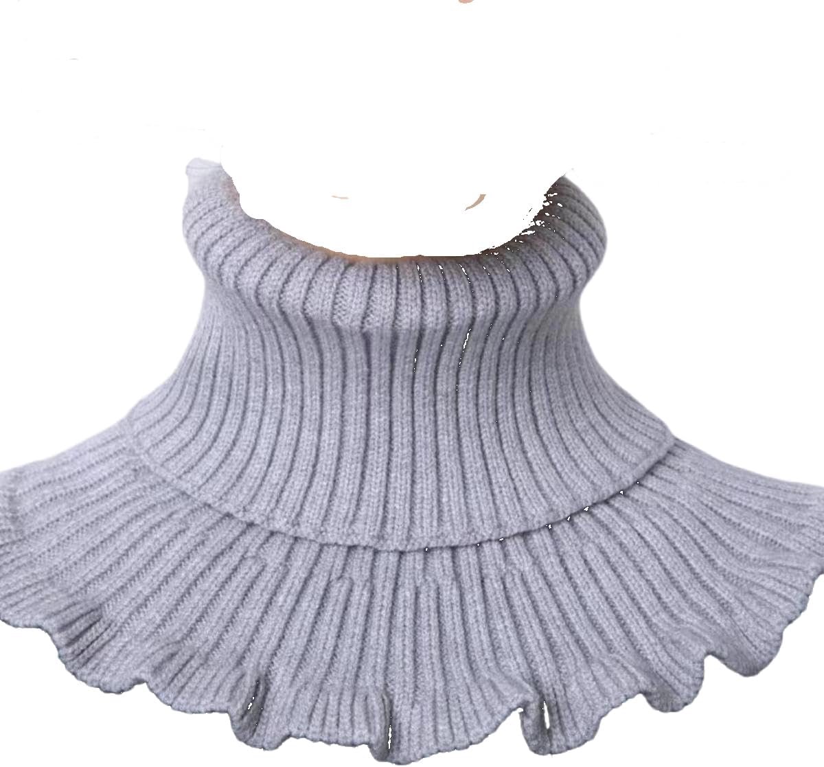 Rolkraag sjaal dames gebreide valse kraag golvend kant ontwerp coltrui sjaal voor vrouwen rolkraag stijl afneembare nekwarmer kraag insert, grijs, één maat, Grijs, One size