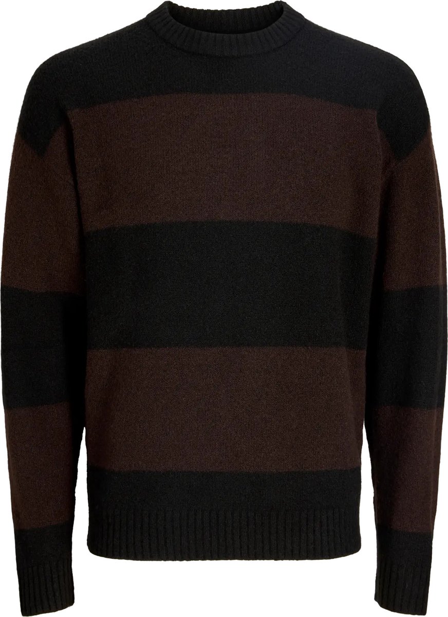 JACK & JONES Soho ollie knit crew neck regular fit - heren pullover wolmengsel met O-hals - zwart (black delicioso)