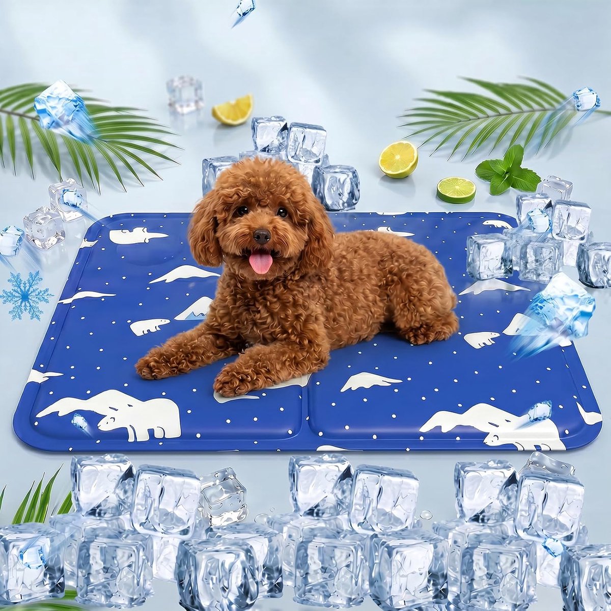 Koelmat voor honden en katten, 40 × 50 cm, voor honden, koelmat, zelfkoelend, met niet-giftige gel, koeldeken, hond, kat, hondenmat, M, donkerblauw