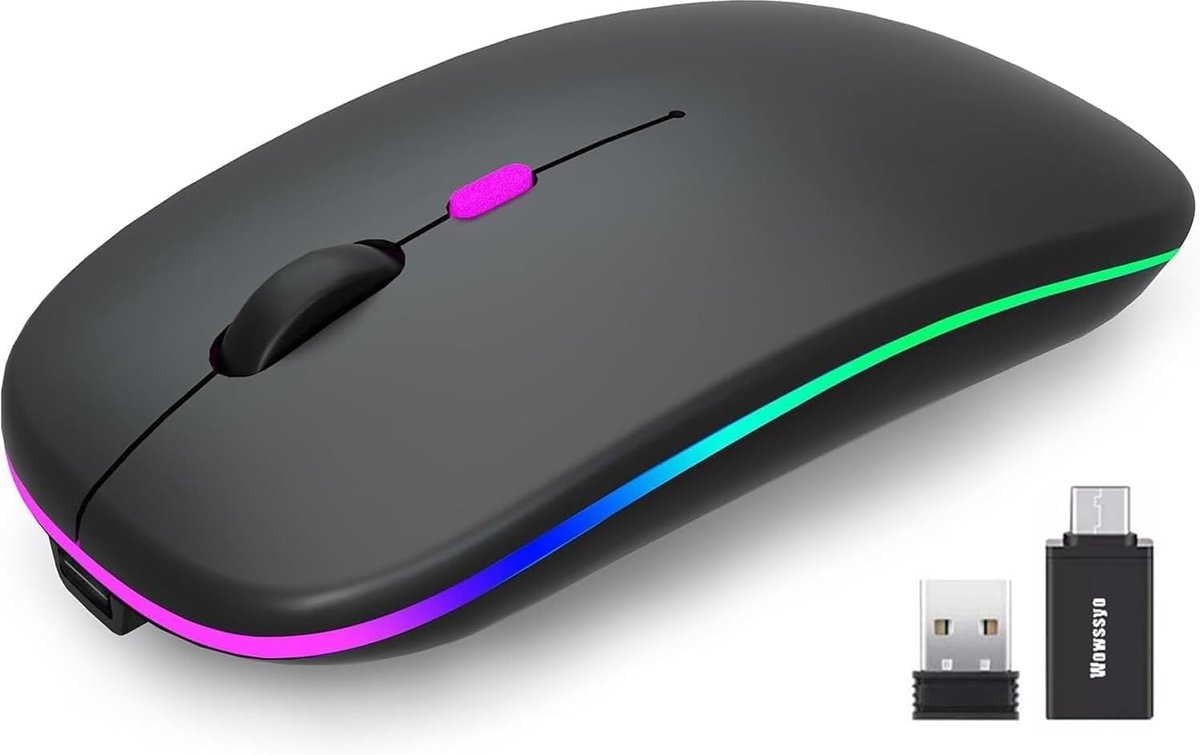 Muis, 2,4 GHz USB-muis, bluetooth-muis, 1600 dpi, optische tracking, oplaadbare led-dual-modus, muis voor laptop, pc, iOS, Android, iPad, Windows