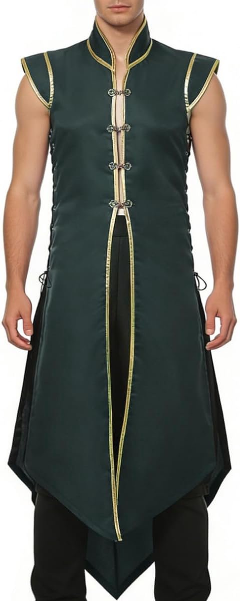 Vikingvest voor heren, renaissance, mouwloos, tuniek, tops, vintage, lang vest, ridder cosplay kostuum