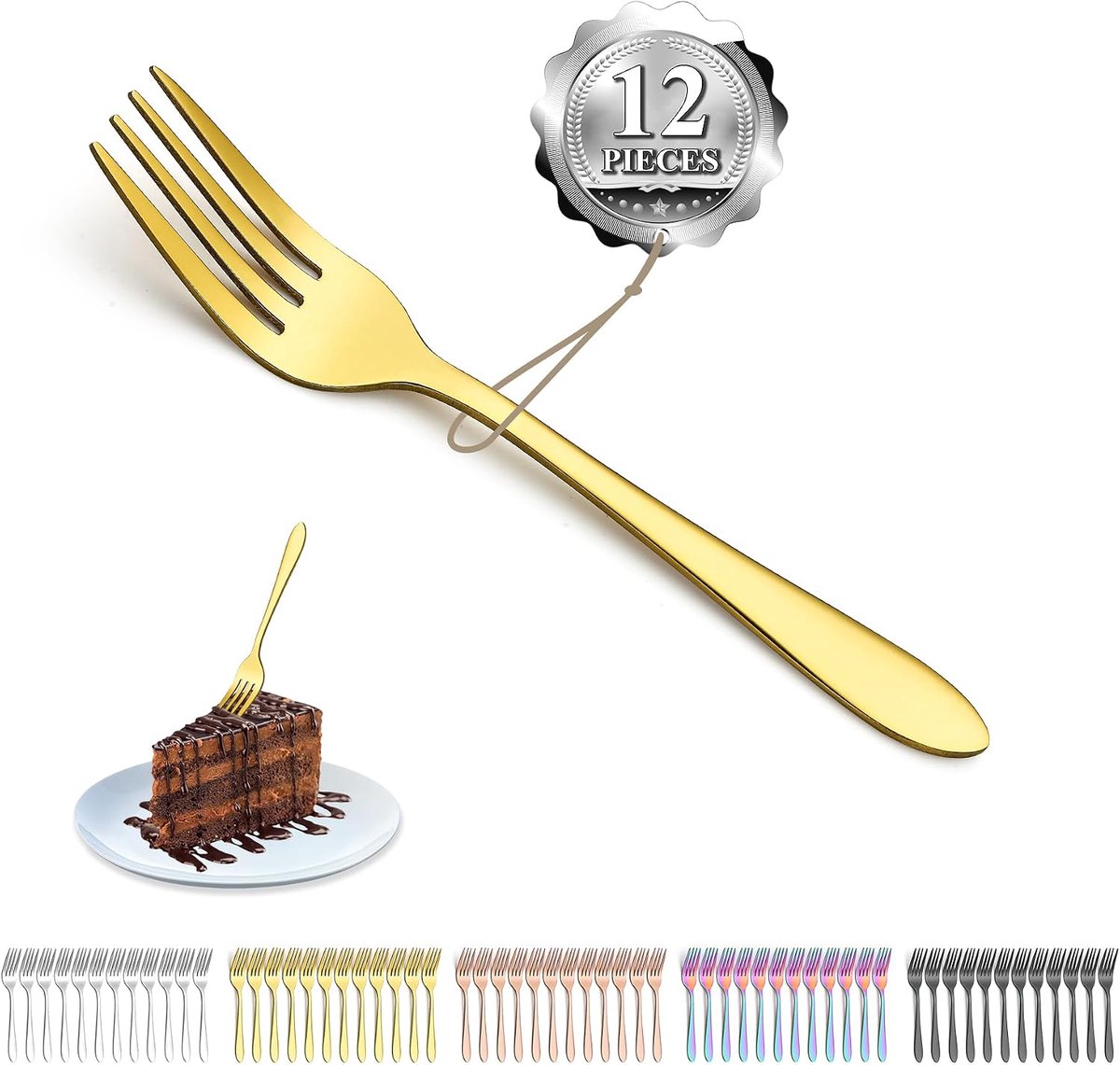 Gouden Dessertvorkjes 12 Stuks 14cm Roestvrij Staal Titanium Plated Gouden Dessertvorkjes,Taartvorkjes,Fruitvorkjes,Vorkjes Zilverwerk