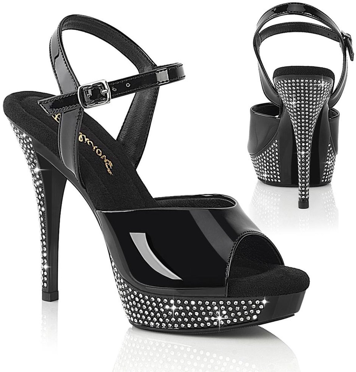 Fabulicious - ATHENA509 Sandaal met enkelband - US 11 - 41 Shoes - Zwart