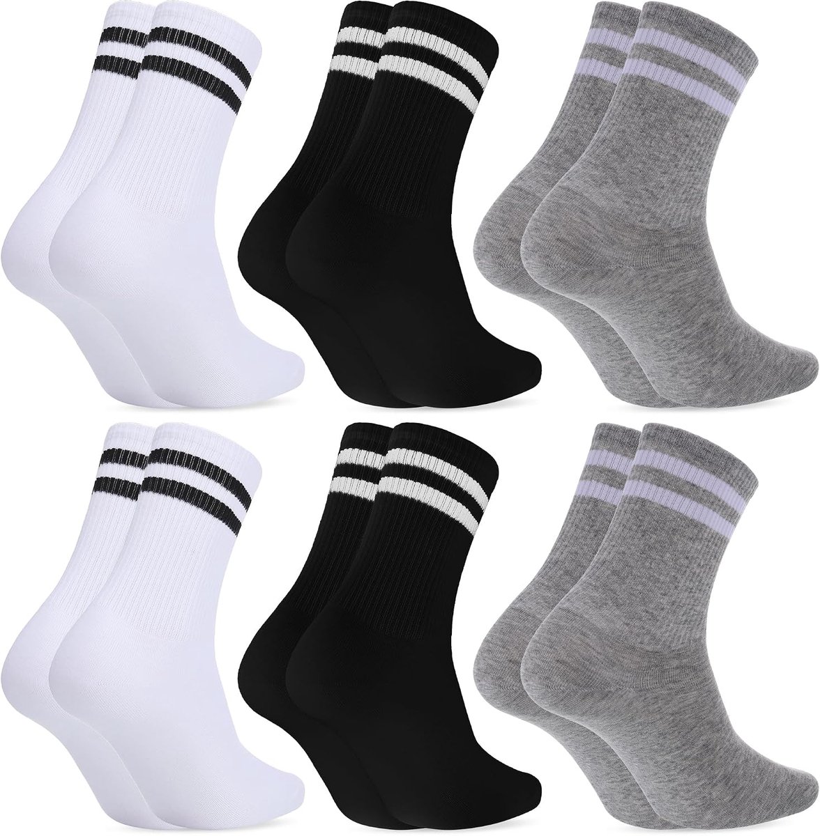 Sokken voor dames, maat 35-38/39-42, witte katoenen sokken, stijlvolle sportsokken, comfortabele hoge sokken, zacht witte damessokken voor sport, tennis