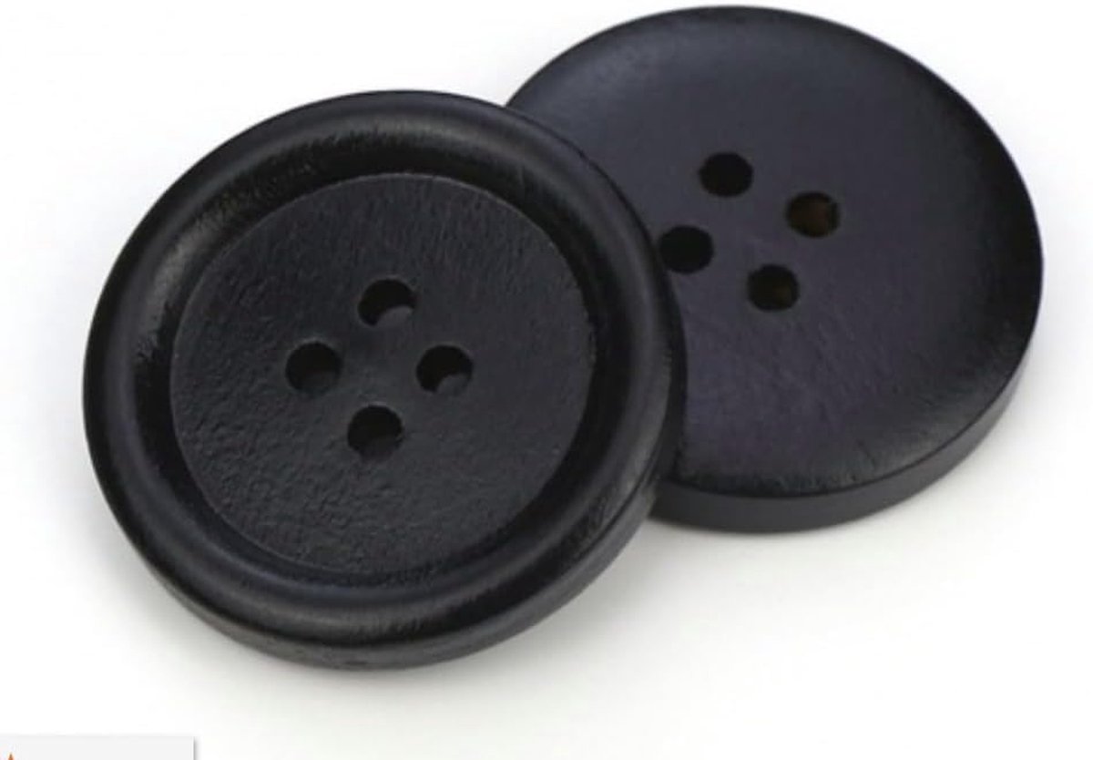 Knopen rond 30 mm zwart, knopen met 4 gaten van 2,5 mm - om te naaien knutselen knopen van hout jasknopen