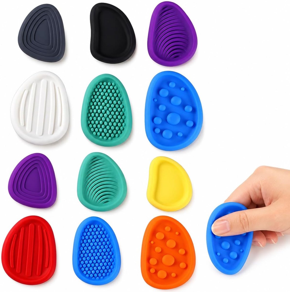Toys Sensory Stones, 12 Stuks - Sensorisch Speelgoed voor Stress, Angst, ADHD en Autisme - Stressverlichtend Speelgoed voor Kinderen en Volwassenen