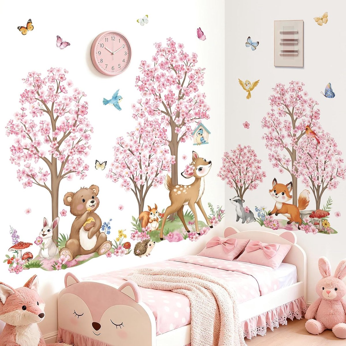 Muurstickers dierenboom - zelfklevend PVC - schattige beren, herten en vossen - perfect voor de babykamer - ShopVlot