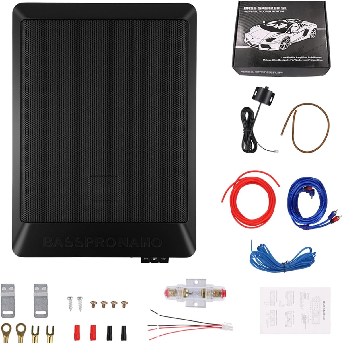 SnelShoppen - Ultraflat Actieve Auto Subwoofer met Geïntegreerde Versterker, Compact en Krachtig, 600W, Ideaal voor Passagiersauto's en Trucks, Onder