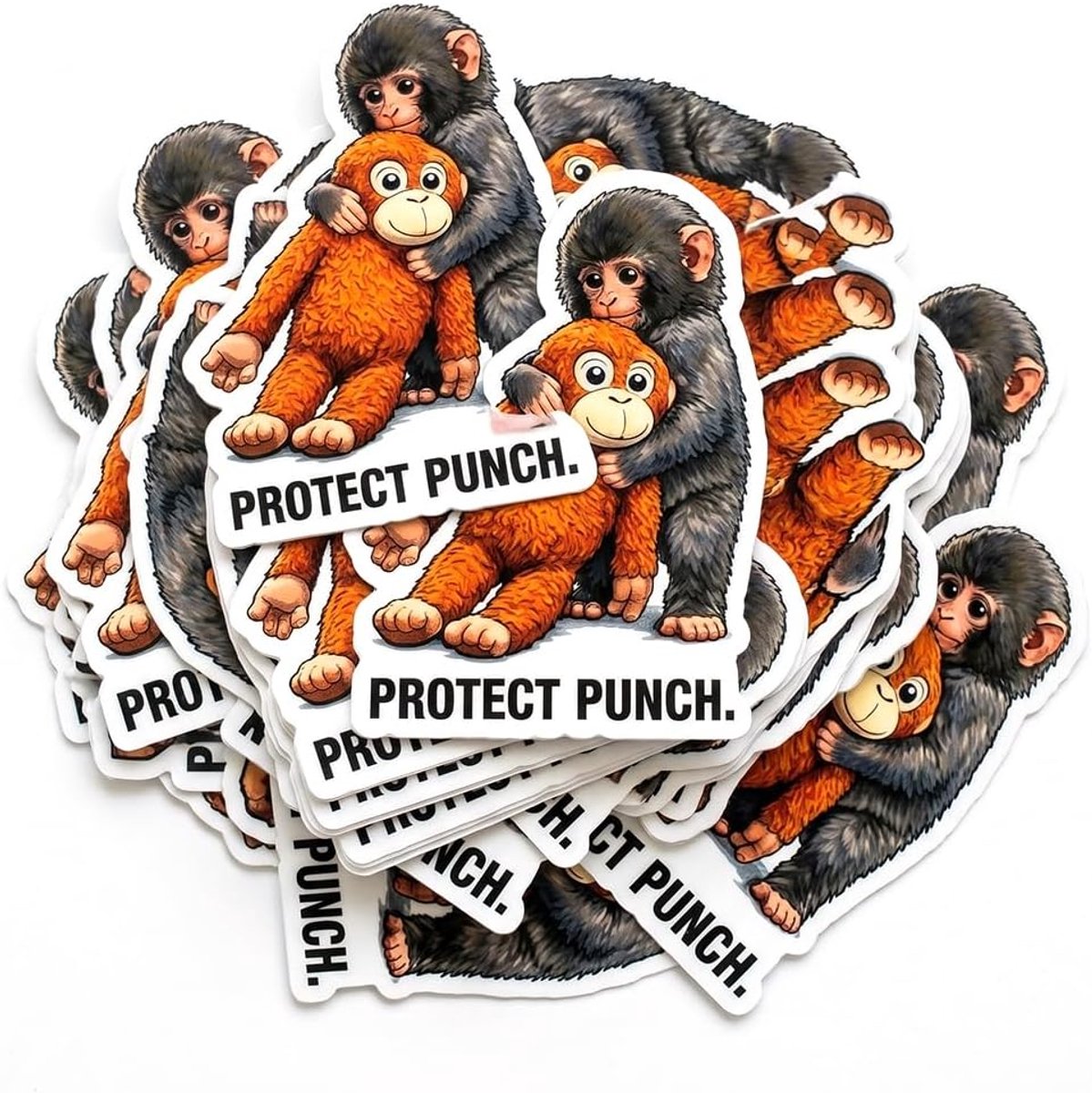 Sticker set Punch The Monkey - 12 knuffelstickers - Kawaii aap ontwerp - Perfect cadeau voor dierenliefhebbers - ShopVlot