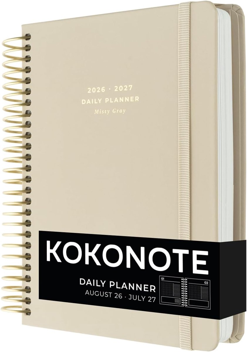 SnelShoppen - A5 Academische Agenda 2026-2027 Dag per Pagina - Misty Gray | Back to School Planner 2026-2027, Mid Year Agenda, Aesthetic Stationery Ca