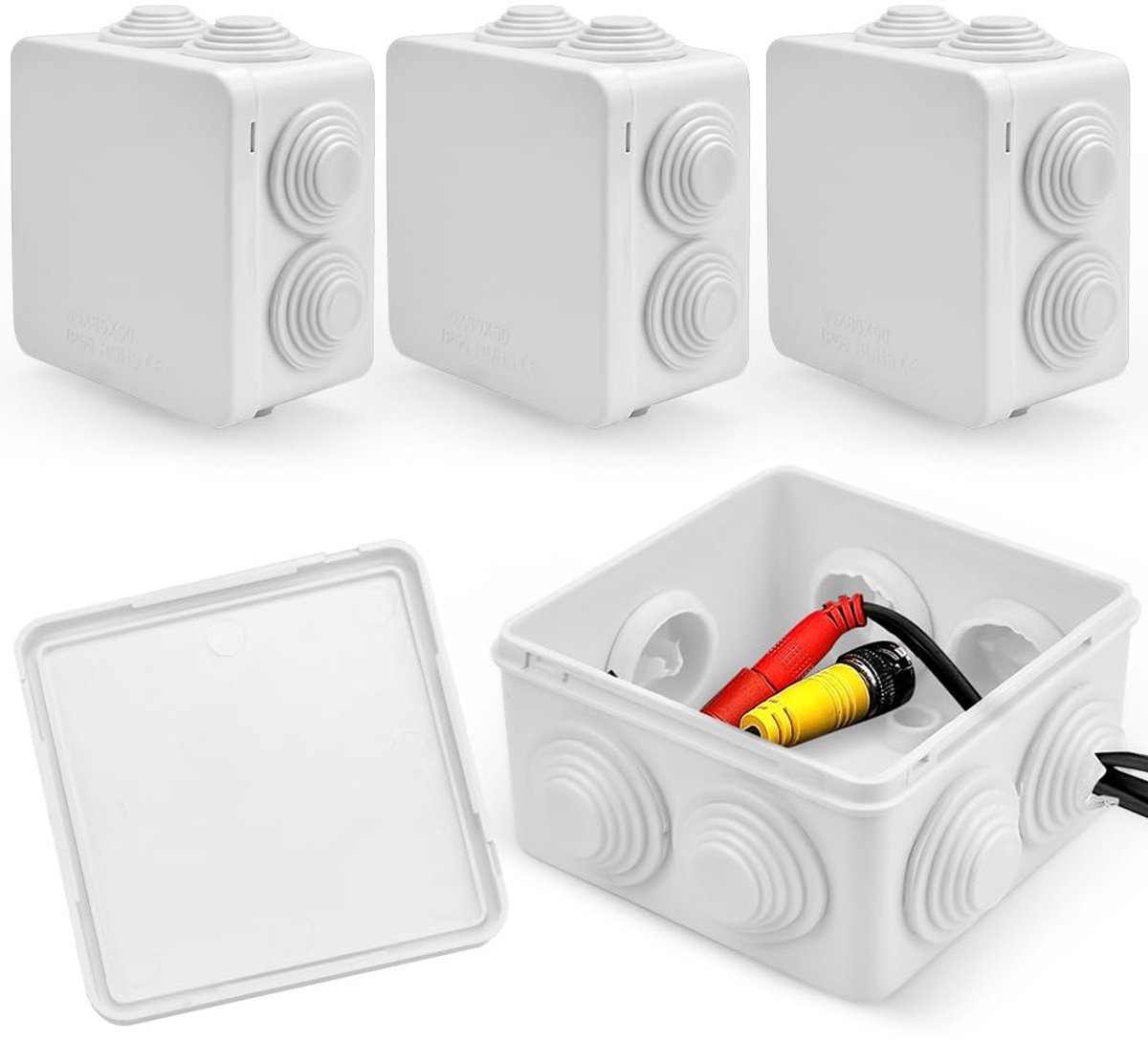 Aftakdoos waterdicht IP55 - 85 × 85 × 50 mm - ABS-kunststof - Geschikt voor buitengebruik - ShopVlot