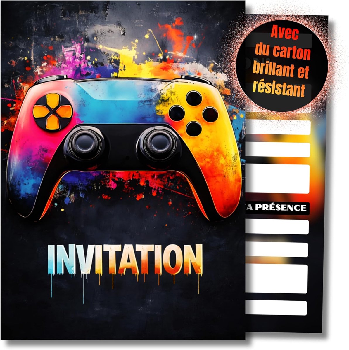 SnelShoppen - 12 Stuks Uitnodigingskaarten Gaming Verjaardag Kinderen Jongens Meisjes DIN A6 (10,5 cm x 14,8 cm) Feestelijke Kaarten voor Gaming Avont