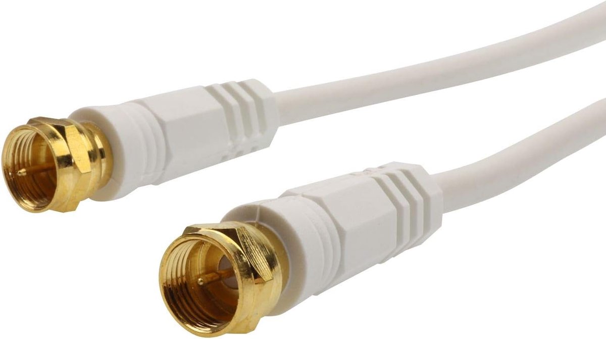 Maximale connectivity F-stekker - F-stekker verg. Ferriet, wit, 10 m