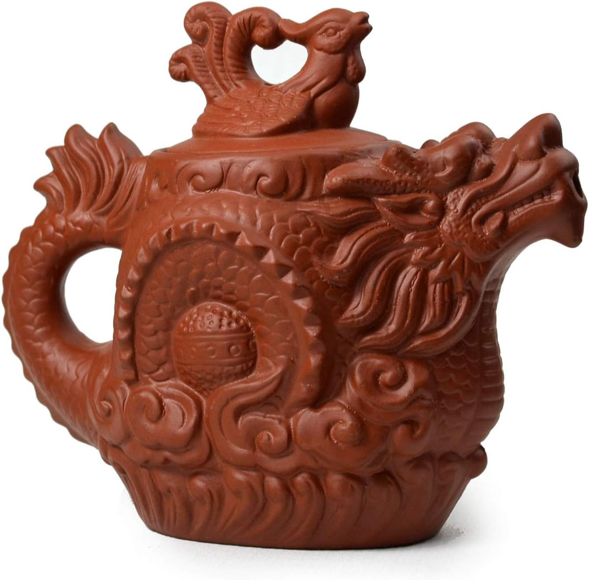 Chinese Yixing Dragon Phoenix Zisha Gongfu Theepotten Zini voor losse thee (18 oz rood)
