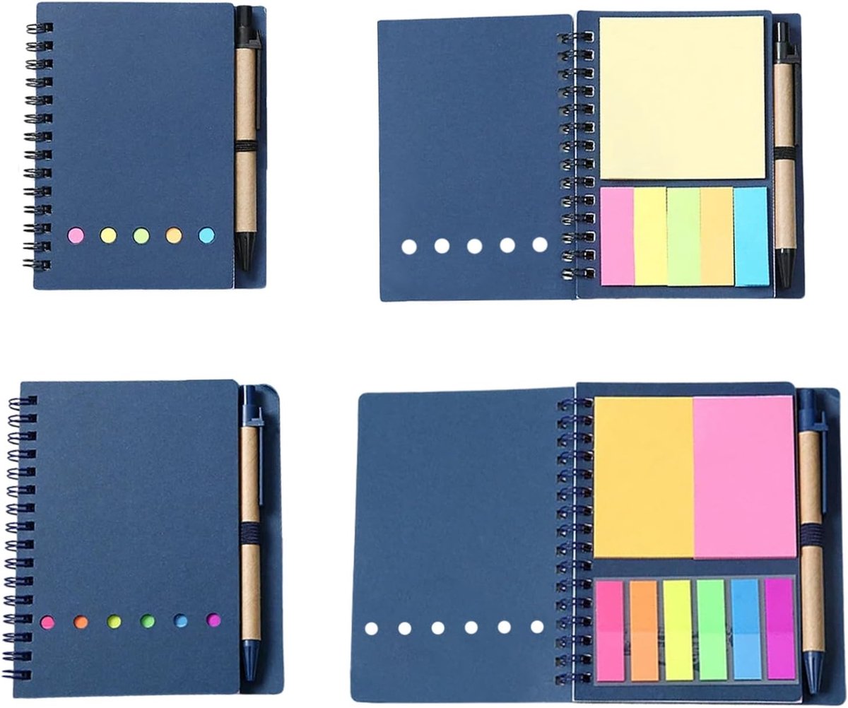 2 stuks, gelinieerd & To Do List, memoblokken voor volwassenen, klein notitieboek, spiraalvormig notitieboek voor studie en kantoor, schoolaccessoires (blauw)