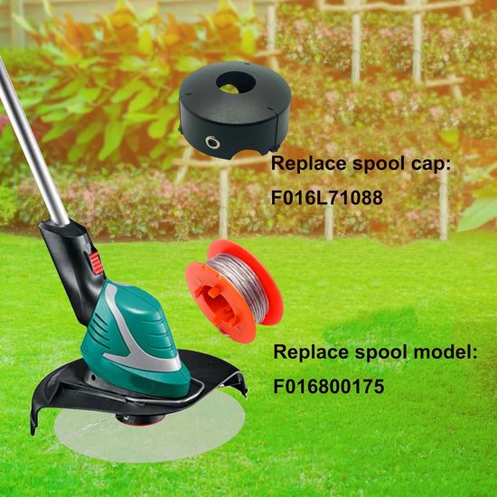 Grastrimmerspoel compatibel met Bosch ART 23 26 30 Combitrim Easytrim grastrimmer Pro-Tap automatische spoellijn met F016L71088 deksel (3 spoelen + 1 dop) — afbeelding 4