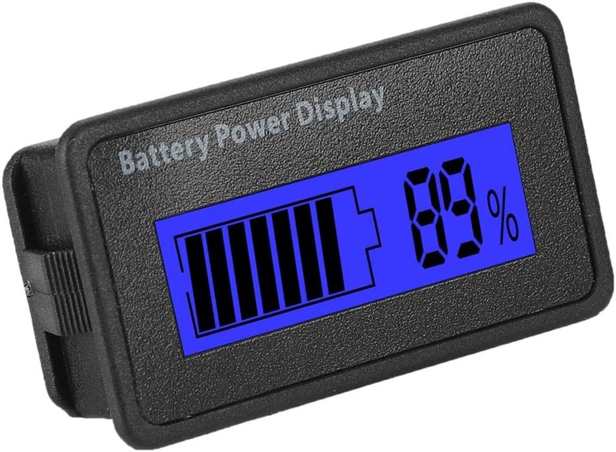 Digitale accutester, 12-48 V, LCD, capaciteitteller, universele batterij-indicator, waterdicht, accu-voltmeter (blauw)
