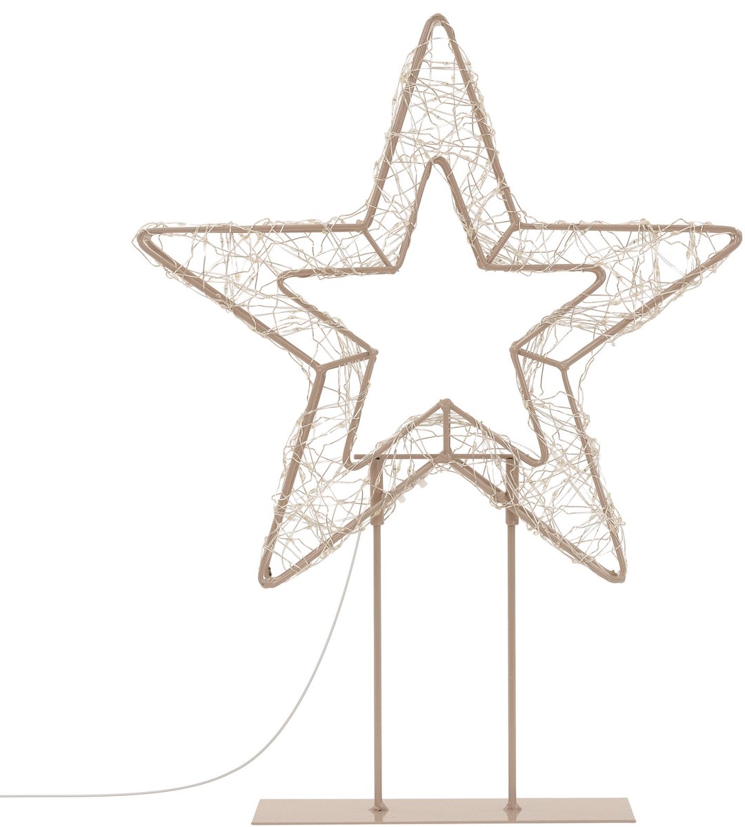 ECD Germany Kerstster LED 37 cm kersteversiering met lichtketting timer lichtgevende ster op voet metalen frame kerstdecoratie vrlichting 200 warnwitte LEDs knipperende voor binnen en buiten, timer 6 uur aan / 18 uur uit