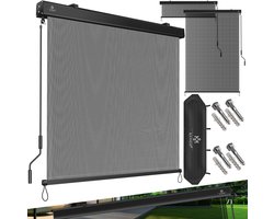 KESSER Balkonscherm 200 x 250 cm - Verticale Zonwering / Buitenrolgordijn met Handslinger, Zonwerend - Transparant/Antraciet