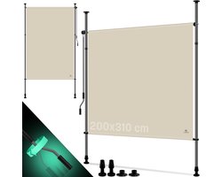 Klemzonnescherm – 200×310 cm – verticale zonwering / zonnescherm – uittrekbaar – beige