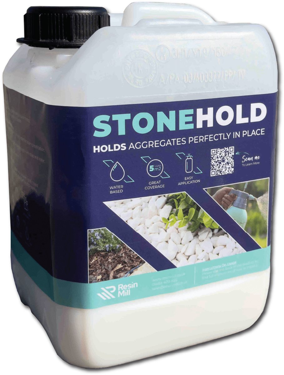 Resin Mill StoneHold Grindbinder 2,5 L - Waterdoorlatende harsbinder voor grind, steenslag en mulch - 5-7 m²