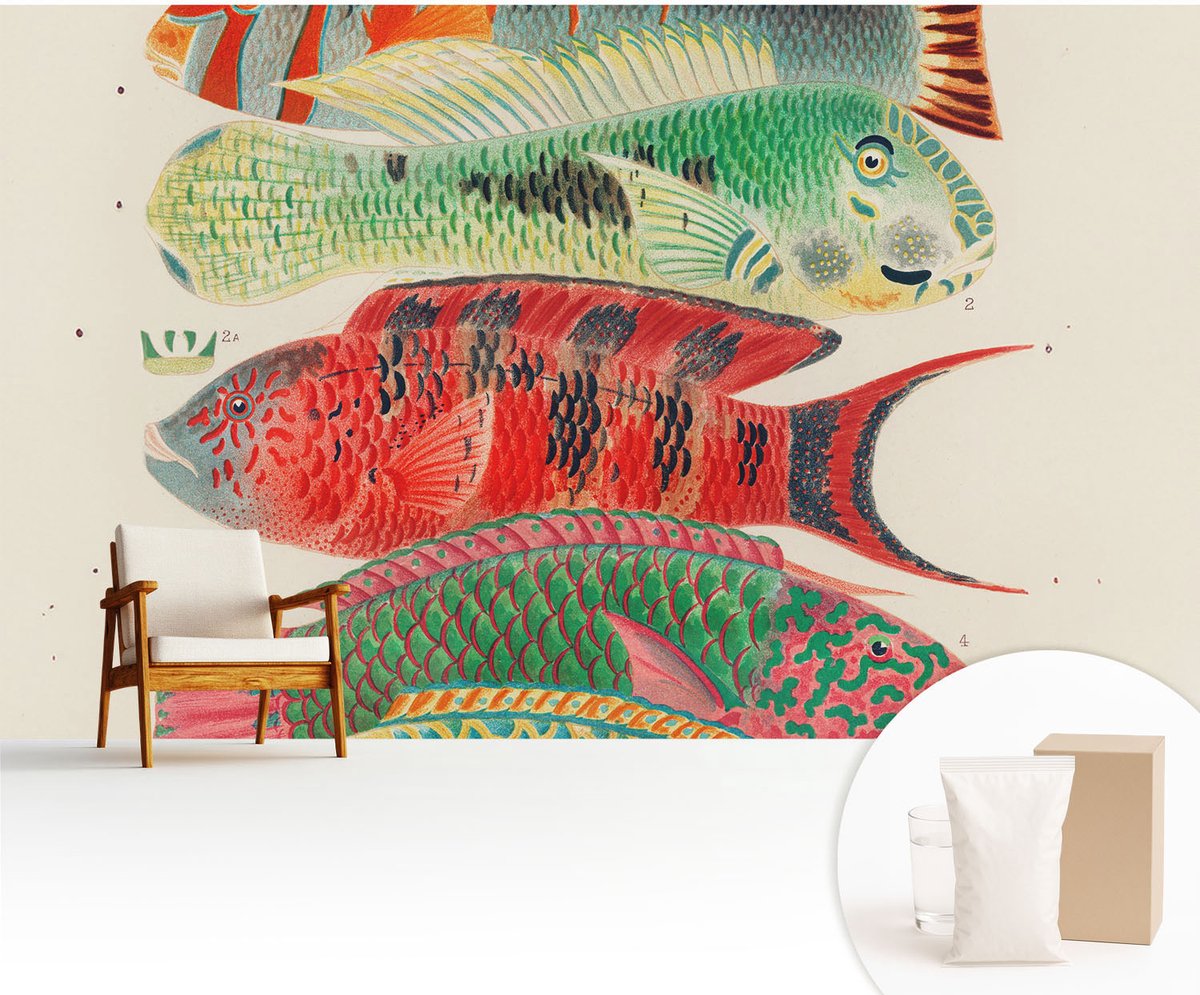 Wallfluent Fotobehang - Groente Vliesbehang - 416x254 cm - Exotische Vissen Muurschildering - Gang behang Dieren - Fotobehang Vlies - Gang behang