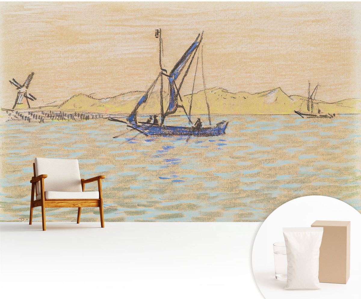 Wallfluent Fotobehang - Beige Vliesbehang - 416x254 cm - Zee Van Vrede Muurschildering - Gang behang Landschappen - Fotobehang Vlies - Slaapkamer behang