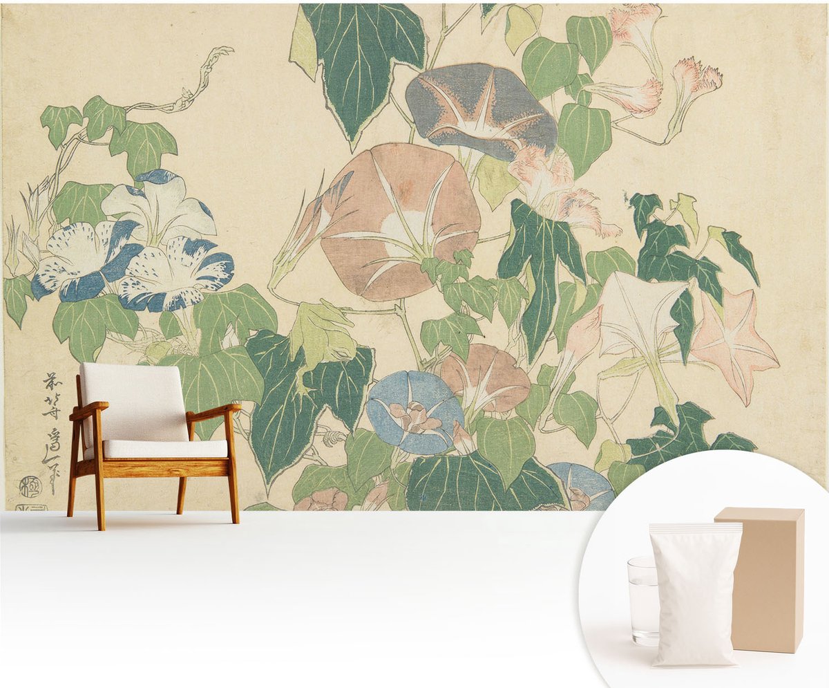 Wallfluent Fotobehang - Groente Vliesbehang - 416x254 cm - Bloemige Elegantie Muurschildering - Slaapkamer behang Bloemen En Planten - Fotobehang Vlies - Slaapkamer behang
