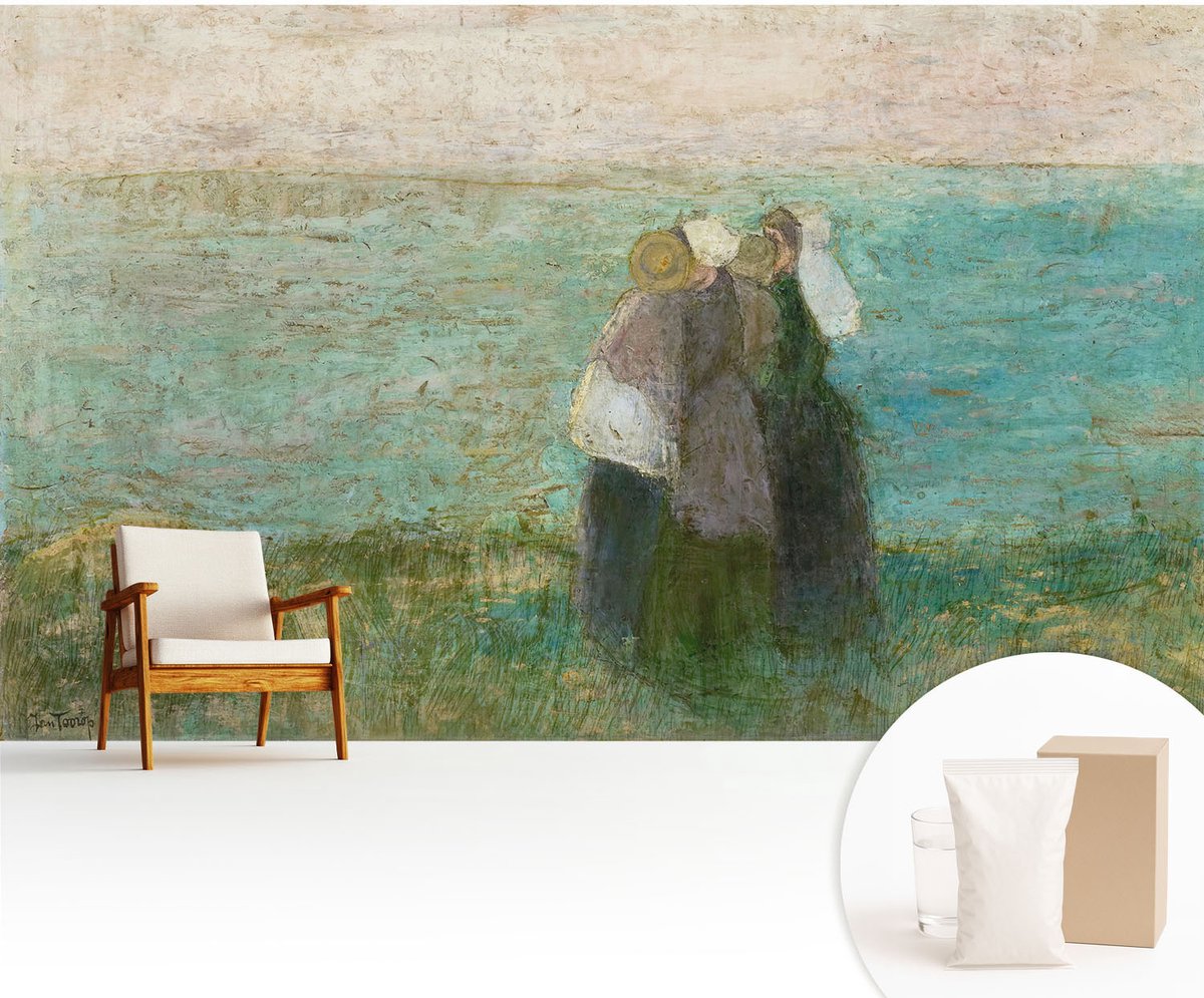 Wallfluent Fotobehang - Groente Vliesbehang - 416x254 cm - Weerspiegeling Aan Zee Muurschildering - Slaapkamer behang Deel - Fotobehang Vlies - Slaapkamer behang