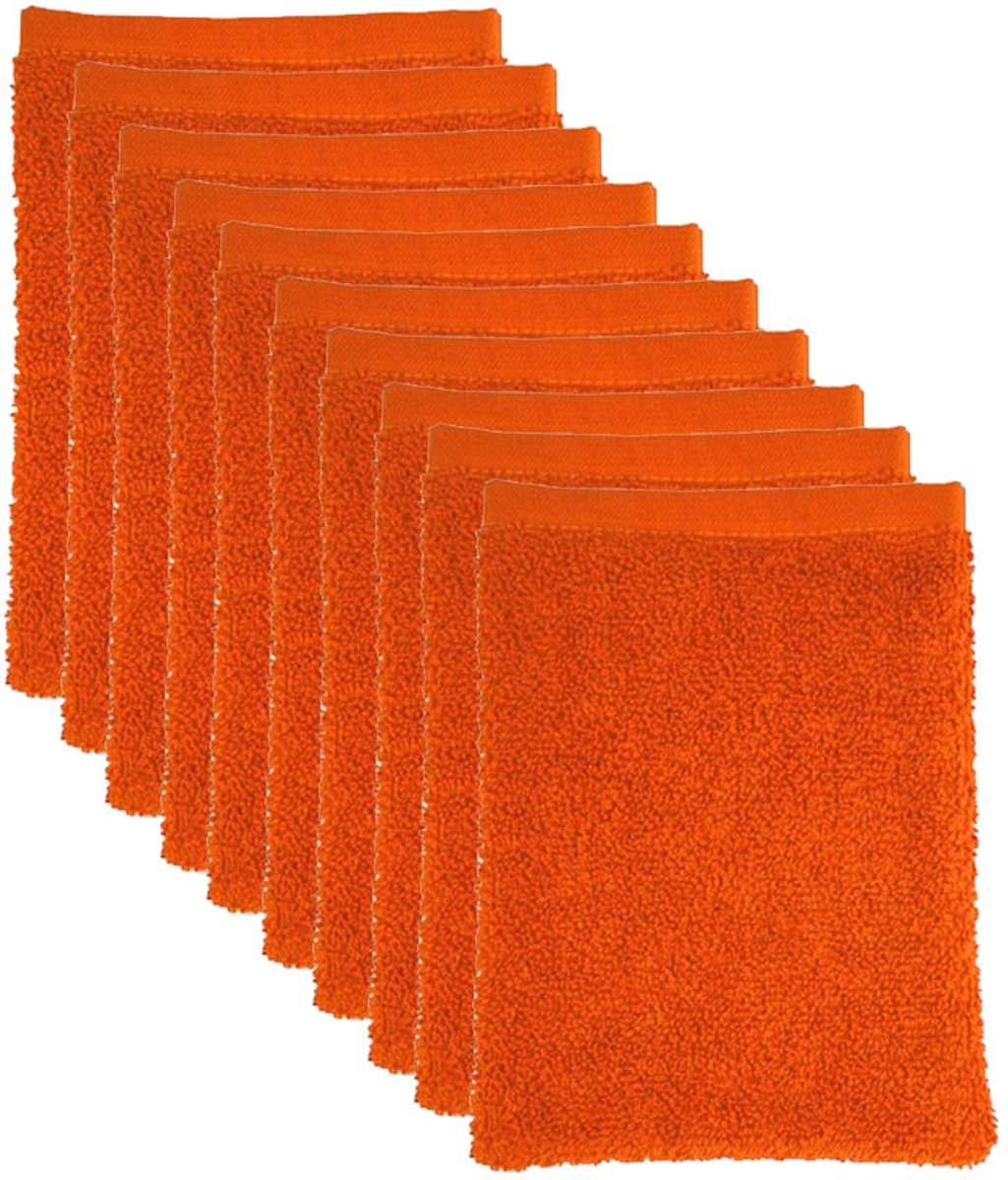 The One Towelling Washandjes - 15x21 cm - 10 stuks - Hotelkwaliteit - 500 g/m² - 100% Gekamd katoen - Oranje