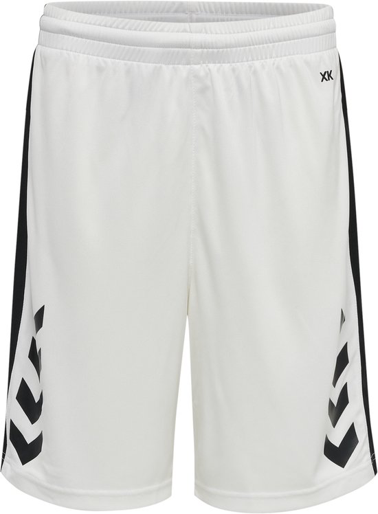 Witte shorts met zwarte zijkanten, visgraatmotief en XK logo.