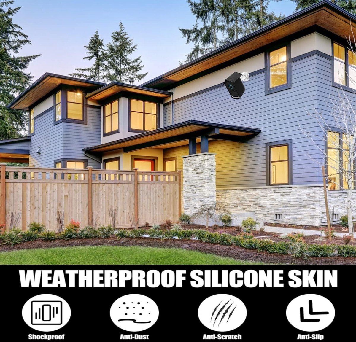 SnelShoppen - Waterproof Silicone Camera Protection Set van 2 - Weerbestendige Silicone Cases voor Beveiligingscamera - UV Bescherming, Duurzaam, Scra