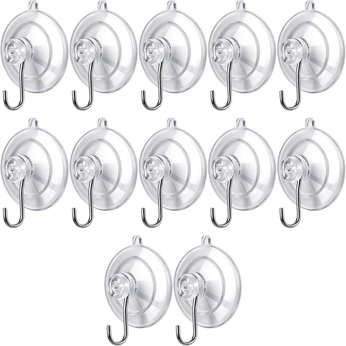 [12 stukken] Ø 45 mm PVC Zuignappen met haak Extra sterk tot 5 kg voor handdoekrail Kampeerwagen