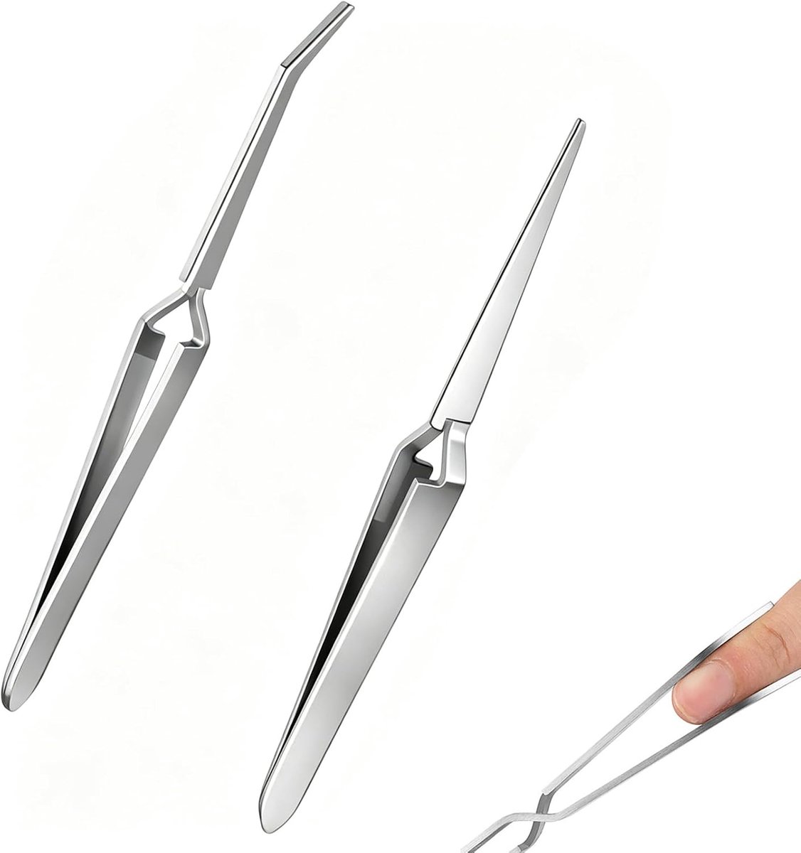Set van 2 pincetten, bestaande uit kruispincet, knutselpincet, soldeerpincet, pincetpunten en rechte en schuine punten, voor doe-het-zelf knutselen, sieraden maken en elektronica-laboratoria