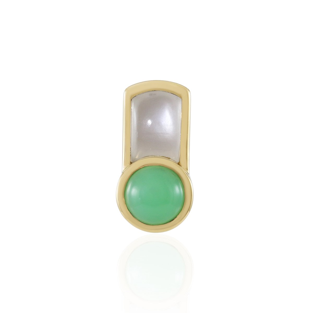Cavill - Zilveren hanger 925 sterling zilver verguld - Witte cabochon maansteen 2,25 ct & groene chrysopraas 1,26 ct - Elegant dames sieraad