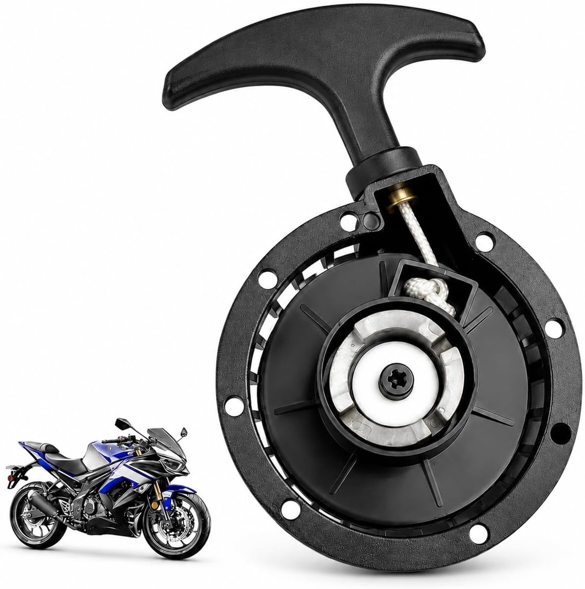 Trekstarter voor pocketbikes 47cc 49cc, trekstarter voor minibikes, ATV's, quads, crossmotoren en scooters, reserveonderdeel voor trekstarter met startmotor