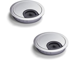 2 stuks kabeldoorvoer van zinklegering, Ø 60 mm, ronde kabeldoos, kabelafdekking voor bureaus, afdekking voor kabeldozen aan bureau, voor bureaus, bureaus en meubels, 2 stuks