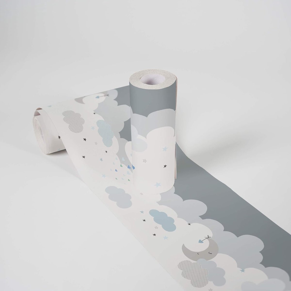 Kids Zelfklevende Behangrand Voor Kinderen Dreamy Sky 5.00 m x 0.155 m Grijs Blauw Wit Gemaakt in duitsland door A.S. Création 403744
