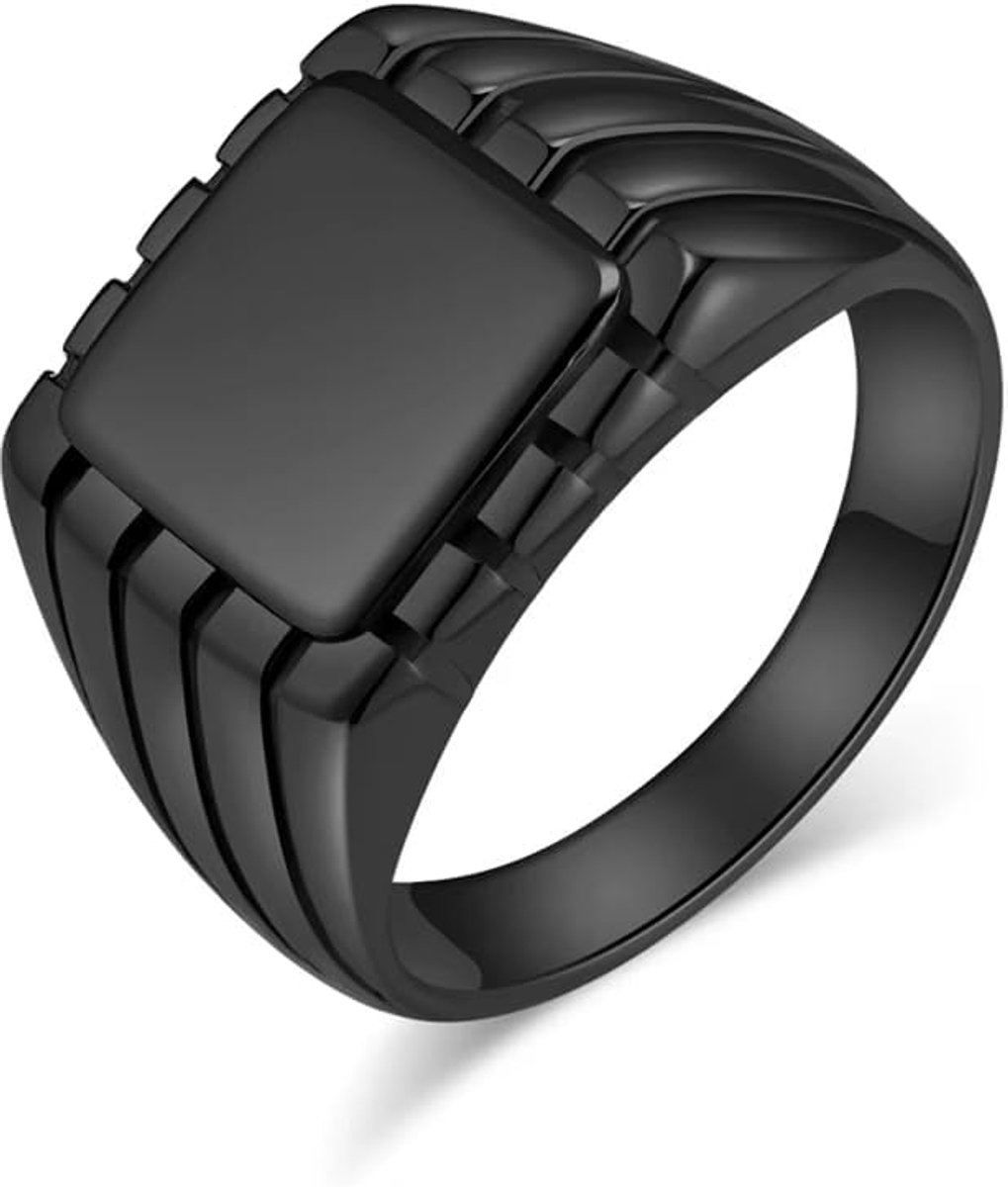 Herenring van roestvrij staal met patroon, 15 mm, gestructureerd oppervlak, klassieke herenmodering
