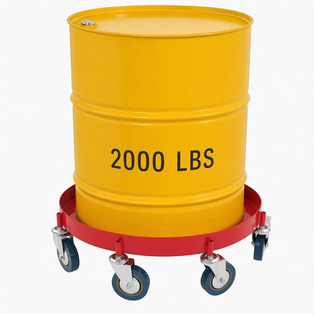 Duty vatroller en transportwagen voor 200 liter olievaten, 8-wieler rolplank met 900 kg draagkracht, transportroller metaal voor werkplaats, magazijn en industrie (rood)