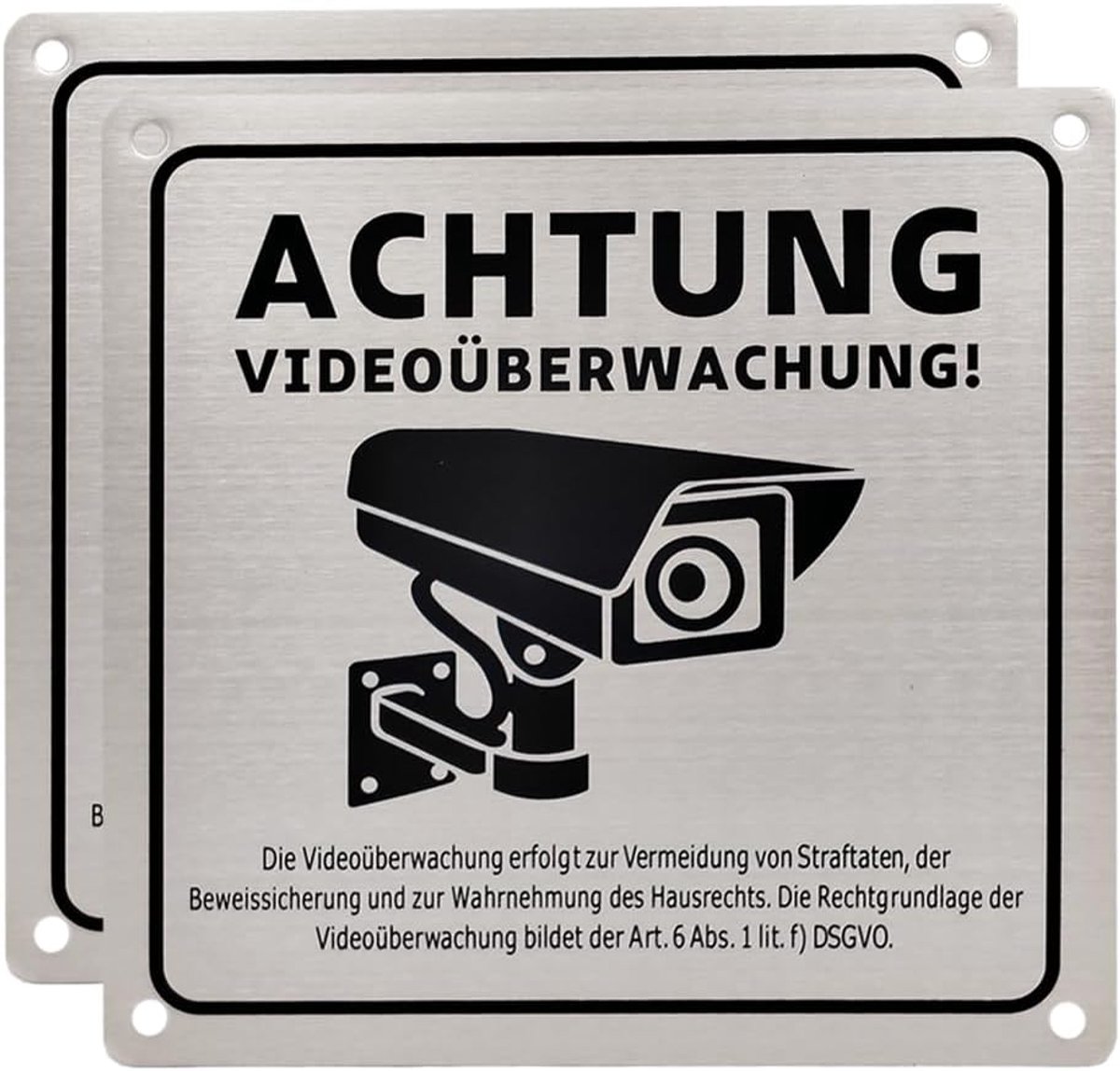 2 stuks bord videobewaking privéterrein DSGVO aanwijzing aluminium