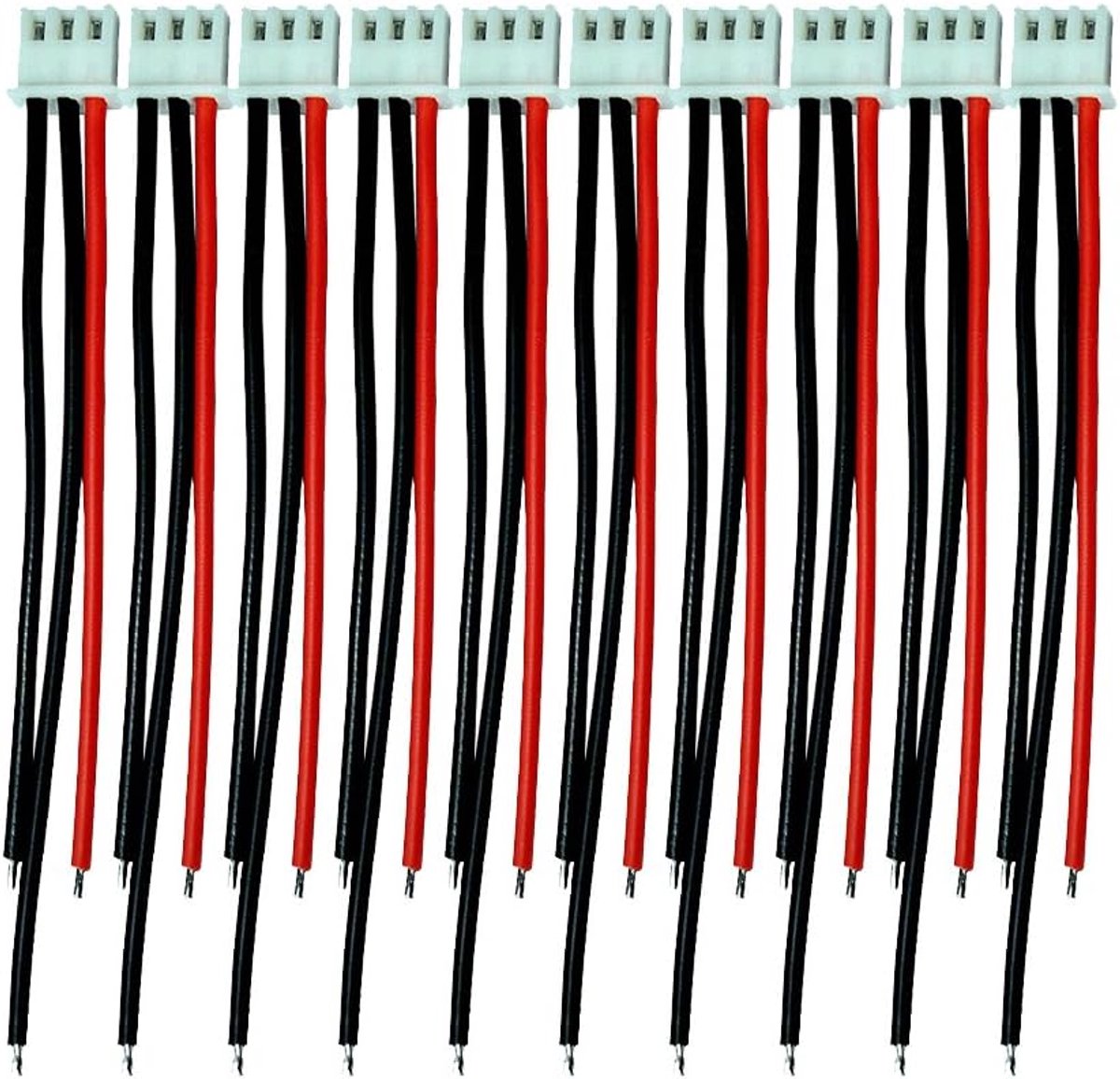 10 stuks Lipo 2S 3-polige adapterkabel JST-XH met siliconendraad 15 cm 22AWG (2S)