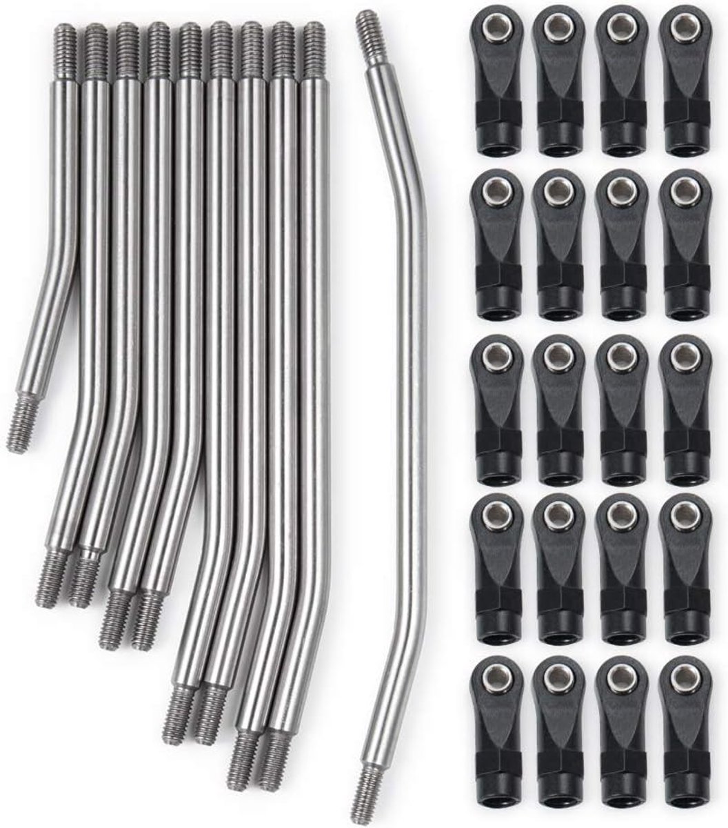 10 stks/set Rvs Stuurwiel Link Linkage voor SCX10 1/10 RC Crawler Auto