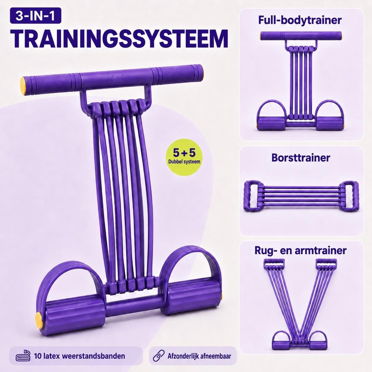 3-in-1, 10 Afneembare Buizen, Handgrepen en Pedalen