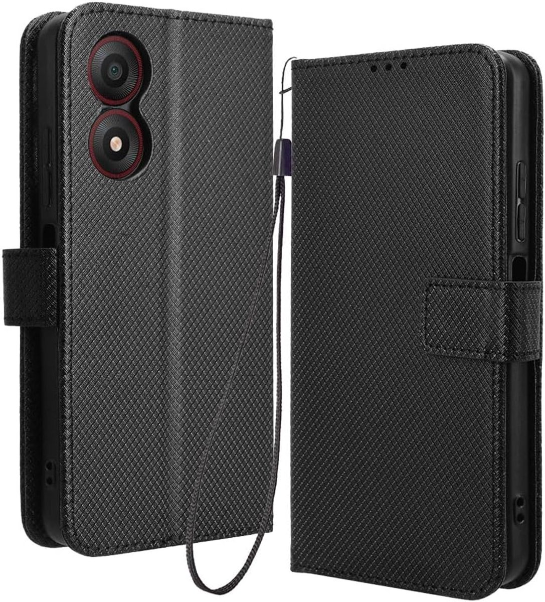 Voor ZTE Blade A34 Hoesje, Flip Telefoonhoesje met Kaarthouders, PU Leather Full Protective Book Case, schokbestendig, zwart